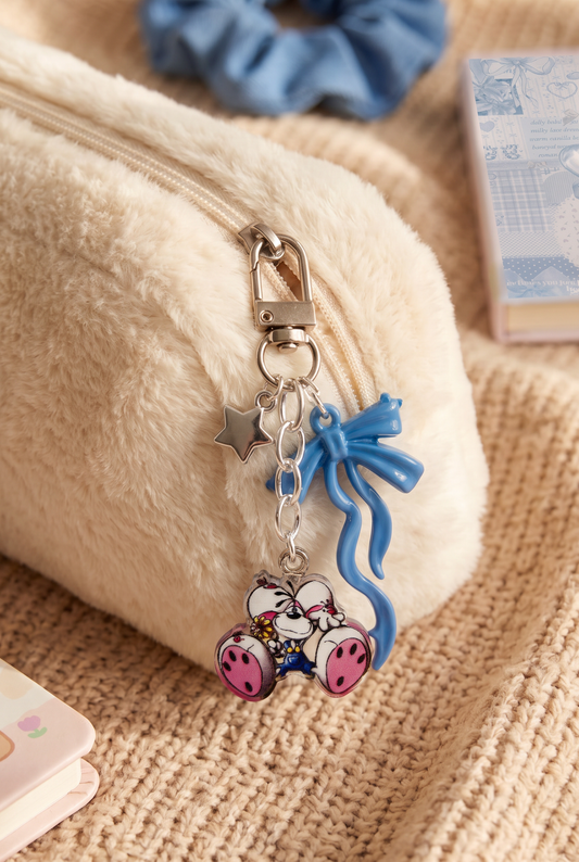 Diddl Keychain "Diddl Blau mit Schleife"