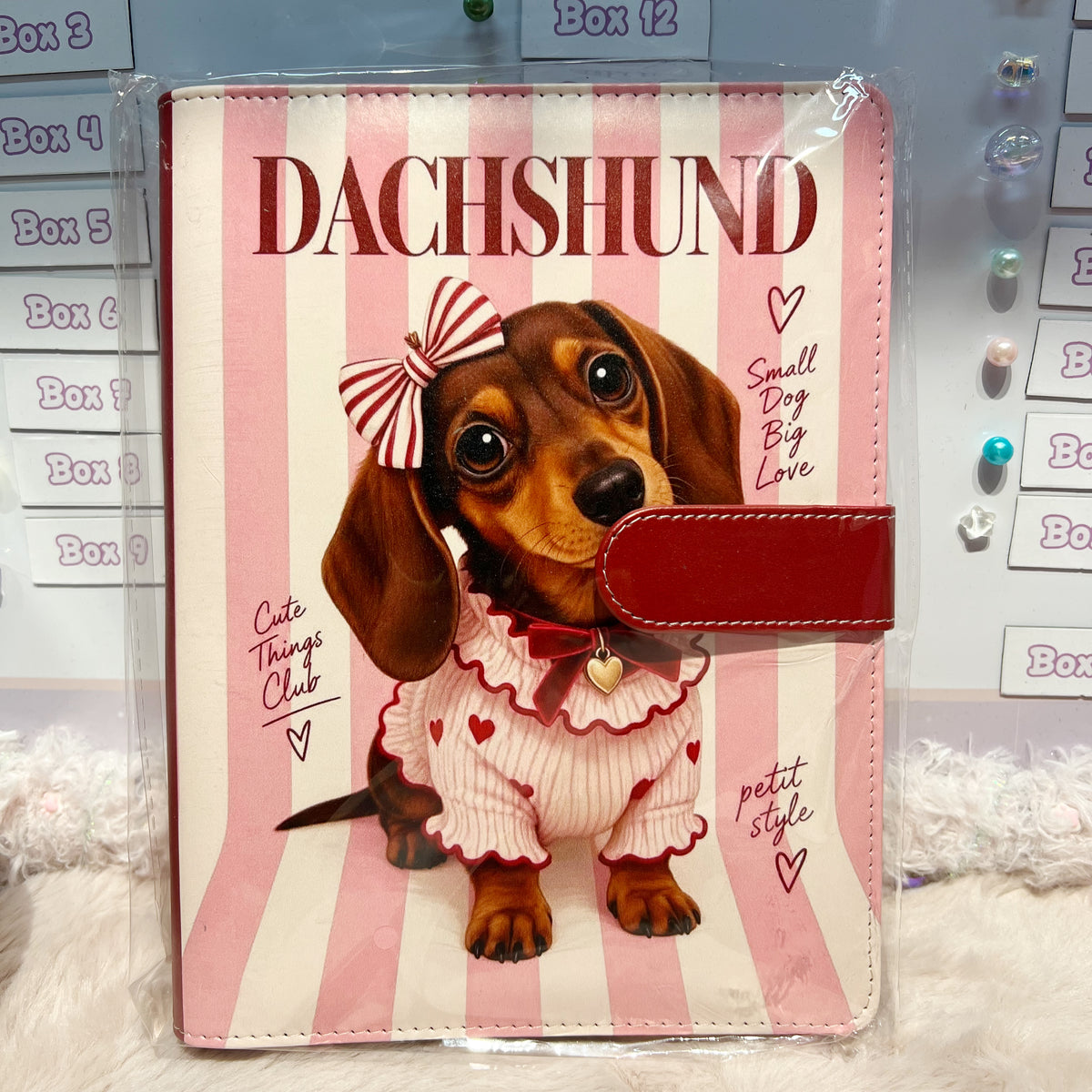 A5 Binder „Cute Dachshund“ – Rosa Dackel Design mit 6-Ring-Mechanik