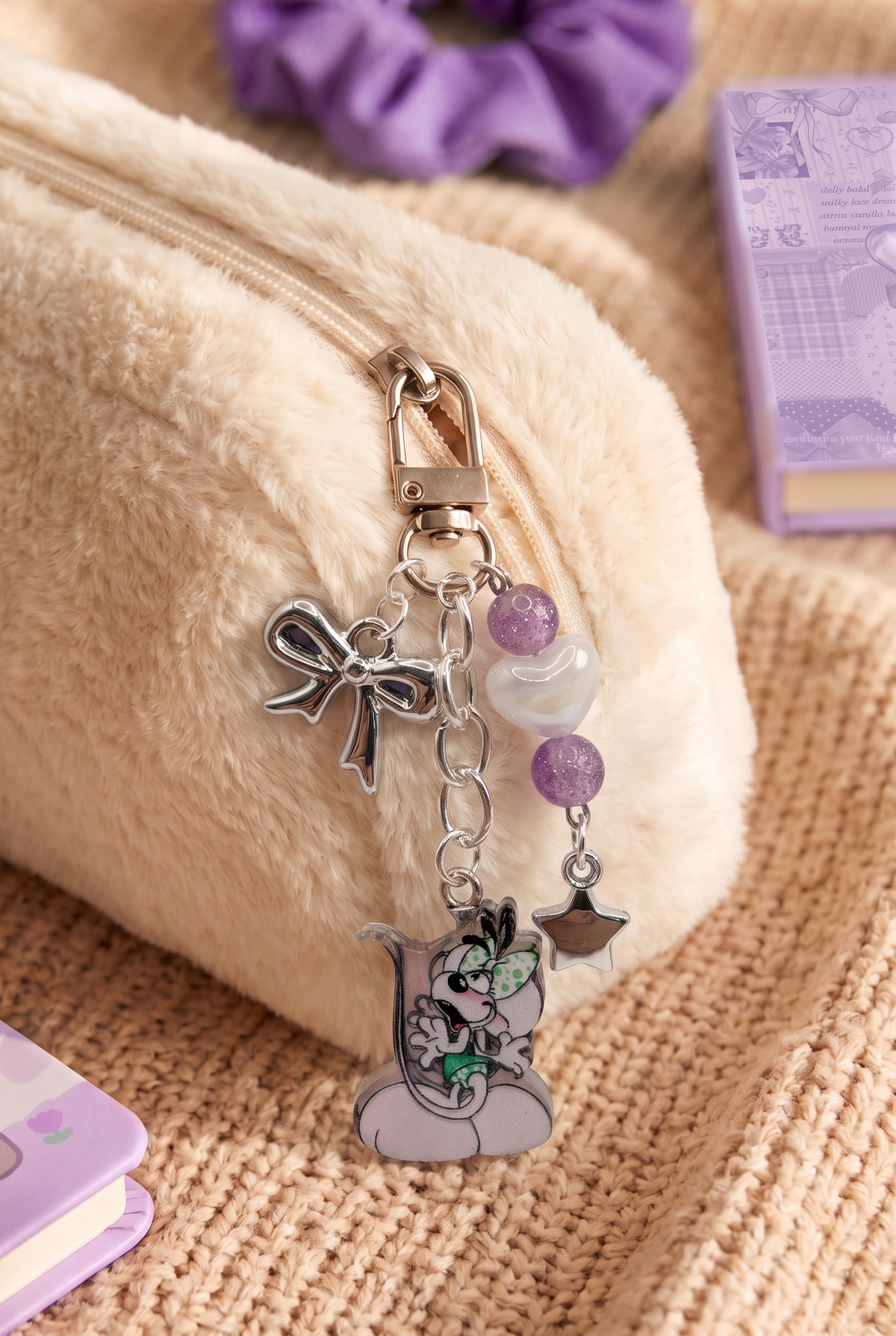 Diddl Keychain "Diddlina mit Schleife"