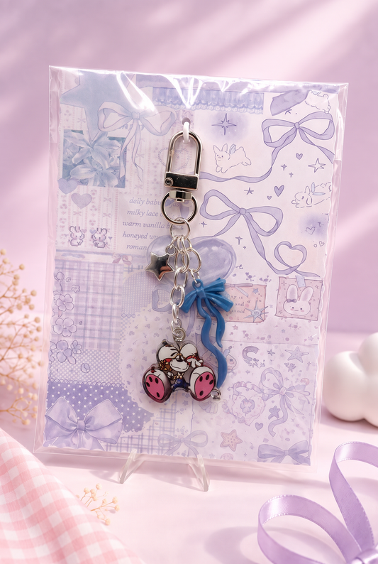 Diddl Keychain "Diddl Blau mit Schleife"